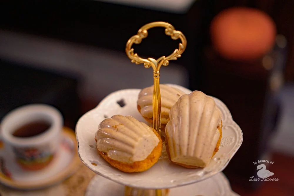 Pumpkin Madeleines With Espresso White Chocolate Glaze — In Search